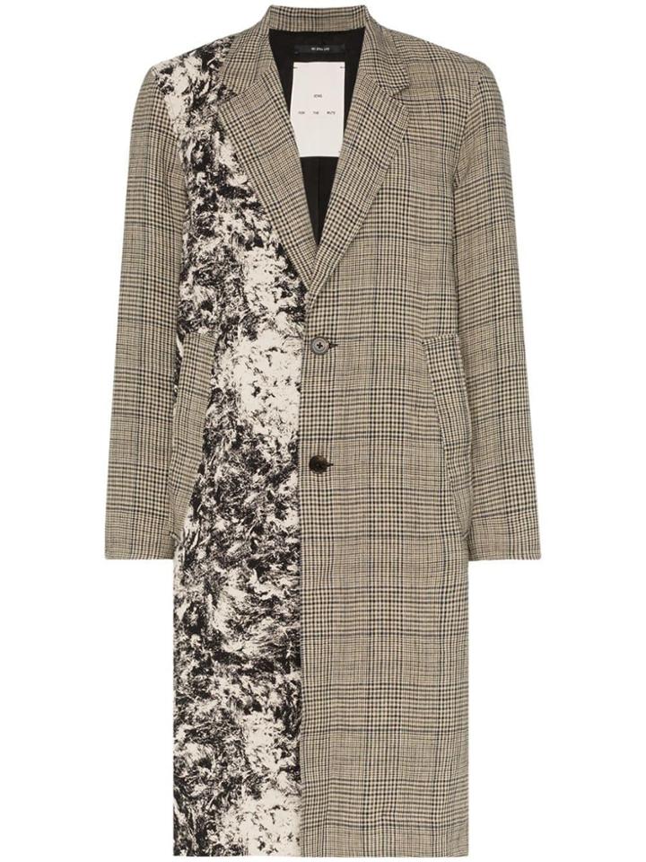 Song For The Mute Contrast Pattern Single-breasted Mid-length Coat -