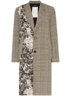 Song For The Mute Contrast Pattern Single-breasted Mid-length Coat -