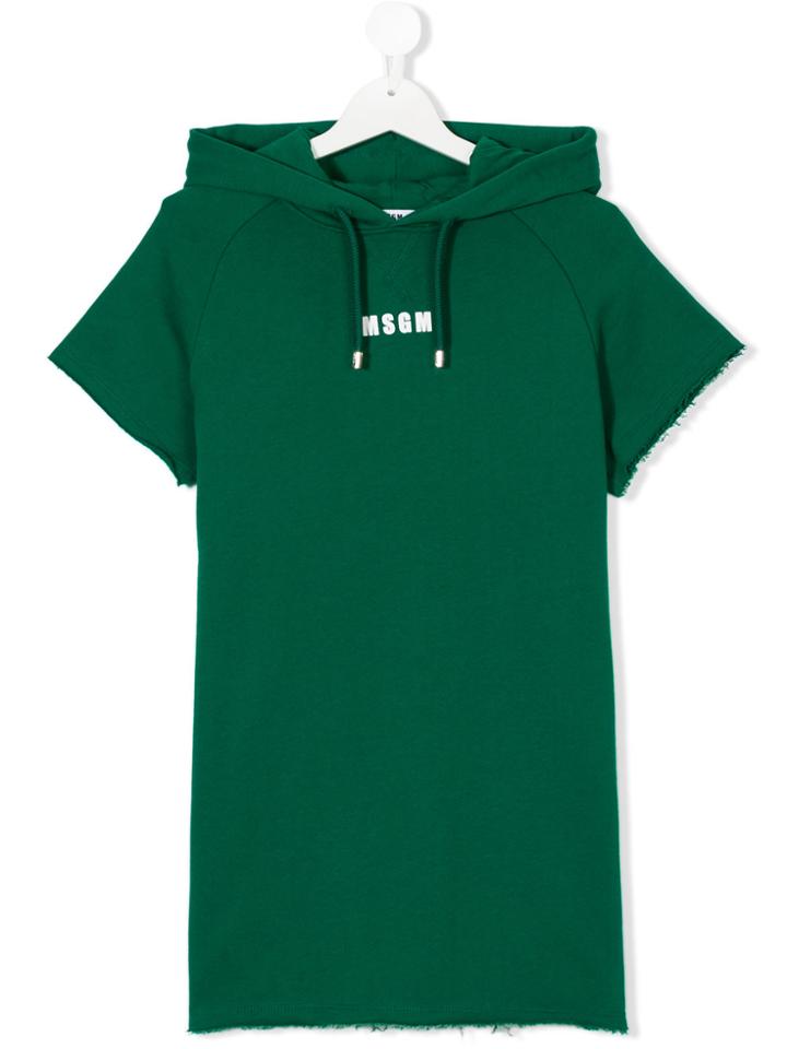 Msgm Kids Teen Short Sleeve Hoodie - Green