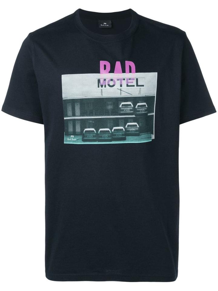 Ps Paul Smith 'bad Motel' Print T-shirt - Blue