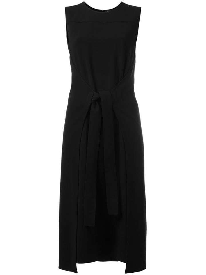 Theory Tie-waist Midi Dress, Women's, Size: 8, Black, Polyester/triacetate