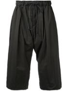 Kazuyuki Kumagai - Drawstring Drop-crotch Cropped Trousers - Men - Nylon/polyurethane - 1, Green, Nylon/polyurethane