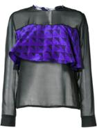 Maki Oh Adire Frill Sheer Blouse - Black