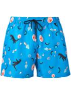 Paul Smith Printed Swim Shorts, Men's, Size: Large, Blue, Polyester/recycled Polyester