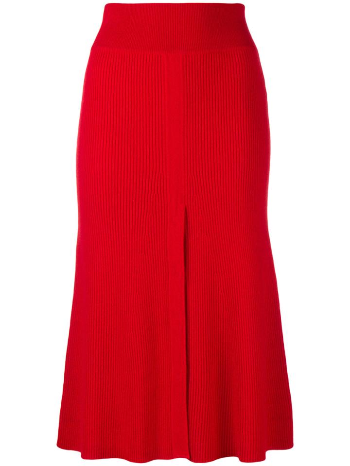 Cashmere In Love Cashmere Front Slit Skirt - Red