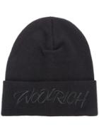 Woolrich Logo Embroidered Knitted Hat - Black