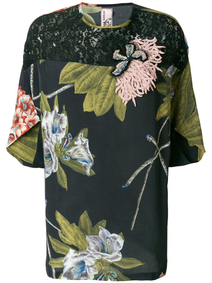 Antonio Marras Floral Print Blouse With Embroidery And Lace Details -