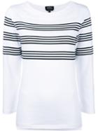 A.p.c. Striped Sweatshirt, Women's, Size: Medium, White, Cotton