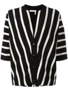 Chloé Striped Short-sleeve Cardigan, Women's, Size: Medium, Black, Cotton
