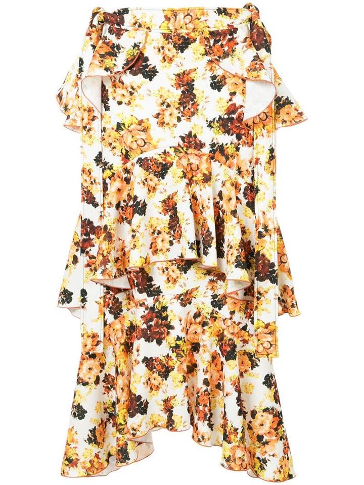 Ellery Printed Saloon Ruffle Skirt - Yellow