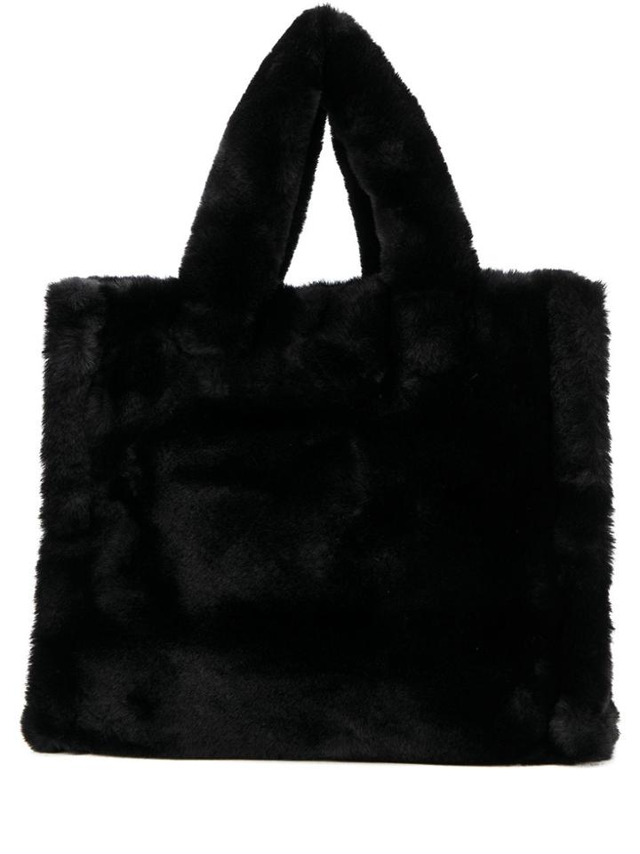 Stand Faux Fur Tote Bag - Black
