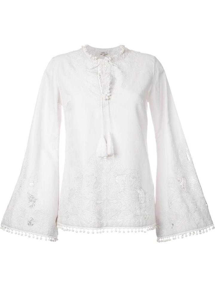 Talitha Flared Longsleeves Blouse, Women's, Size: Medium, White, Cotton