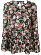P.a.r.o.s.h. Floral Pleated Blouse - Black
