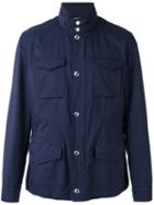 Brunello Cucinelli Flap Pockets Jacket, Men's, Size: 54, Blue, Cotton/nylon