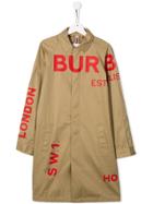 Burberry Kids Teen Horseferry Print Gabardine Coat - Neutrals