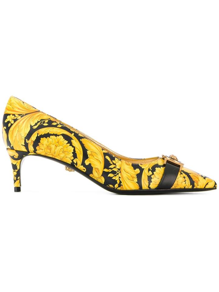 Versace Medusa Appliqué Printed Pumps - Black