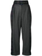 Isa Arfen Tartan Detail Cropped Trousers - Grey
