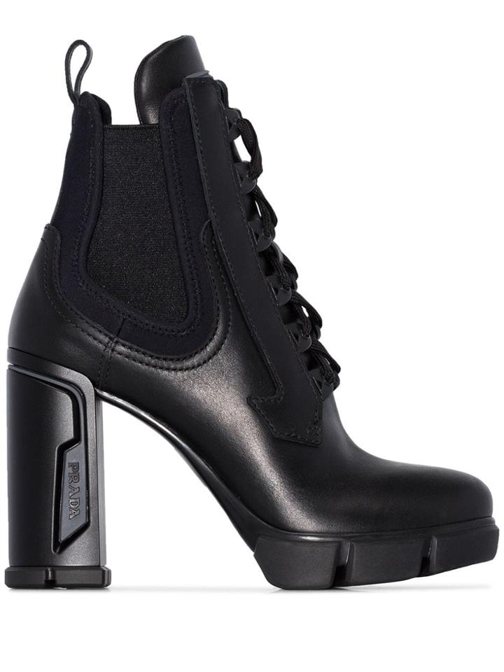 Prada Lace-up 110mm Military Ankle Boots - Black