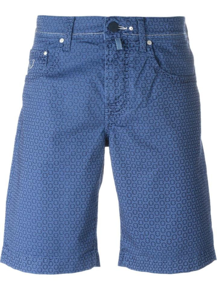 Jacob Cohen Pattern Print Bermuda Shorts, Men's, Size: 34, Blue, Cotton/spandex/elastane