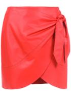 Nk Leather Skirt With Bow Detail - Red