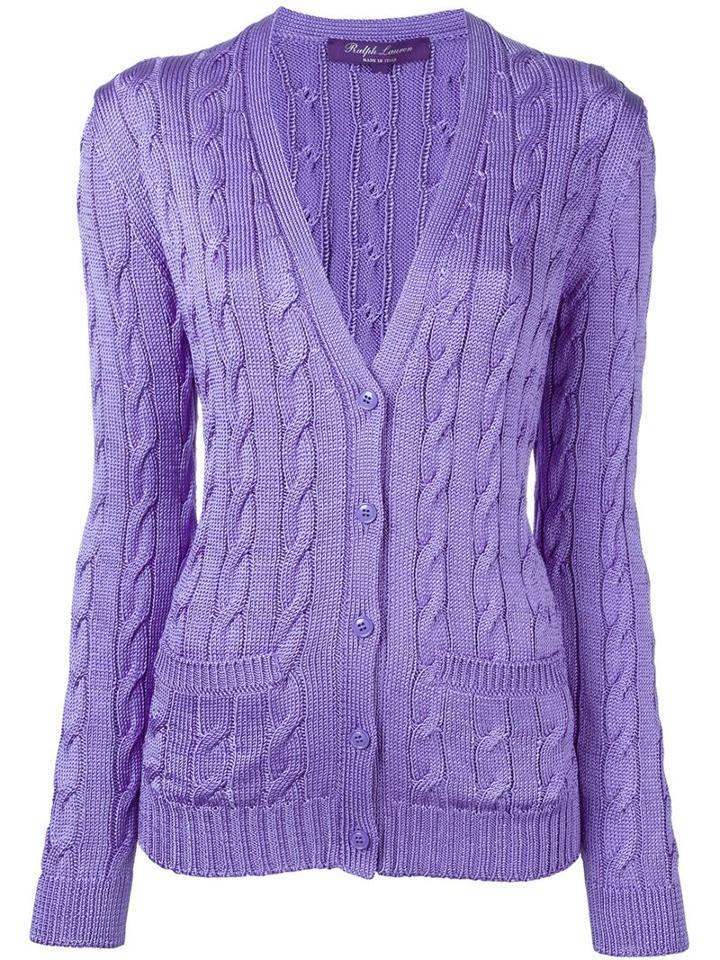 Ralph Lauren Purple Cable Knit Button Down Cardigan