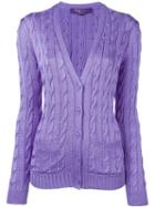 Ralph Lauren Purple Cable Knit Button Down Cardigan