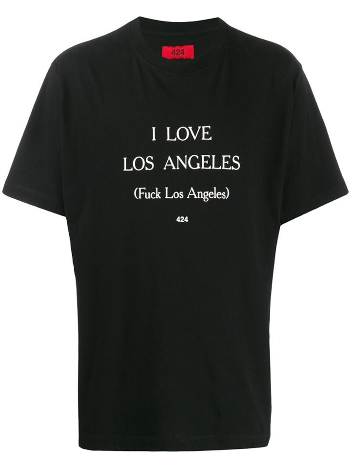 424 Printed Slogan T-shirt - Black