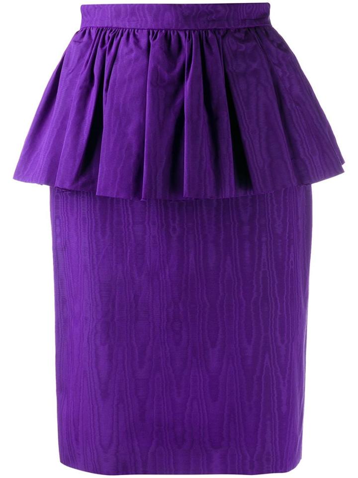 Msgm Volant Ruffled Pencil Skirt - Purple