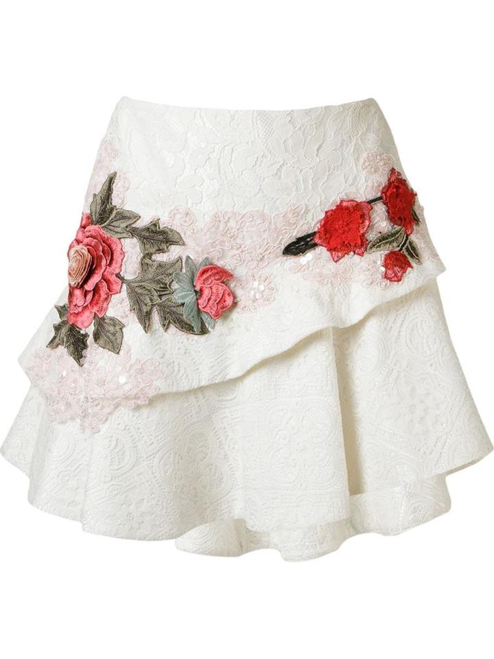 Martha Medeiros Floral Embroidered Lace Skirt