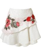 Martha Medeiros Floral Embroidered Lace Skirt