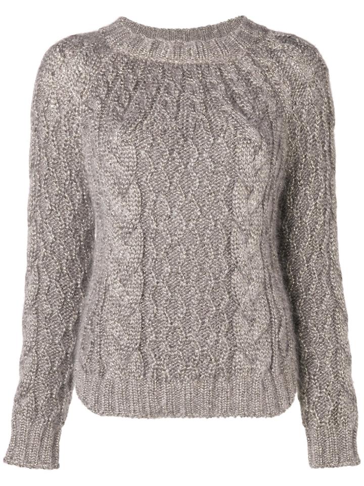Saint Laurent Aran Cable Knit Jumper - Nude & Neutrals