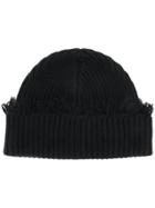 Alanui Fringed Hem Knitted Hat - Black