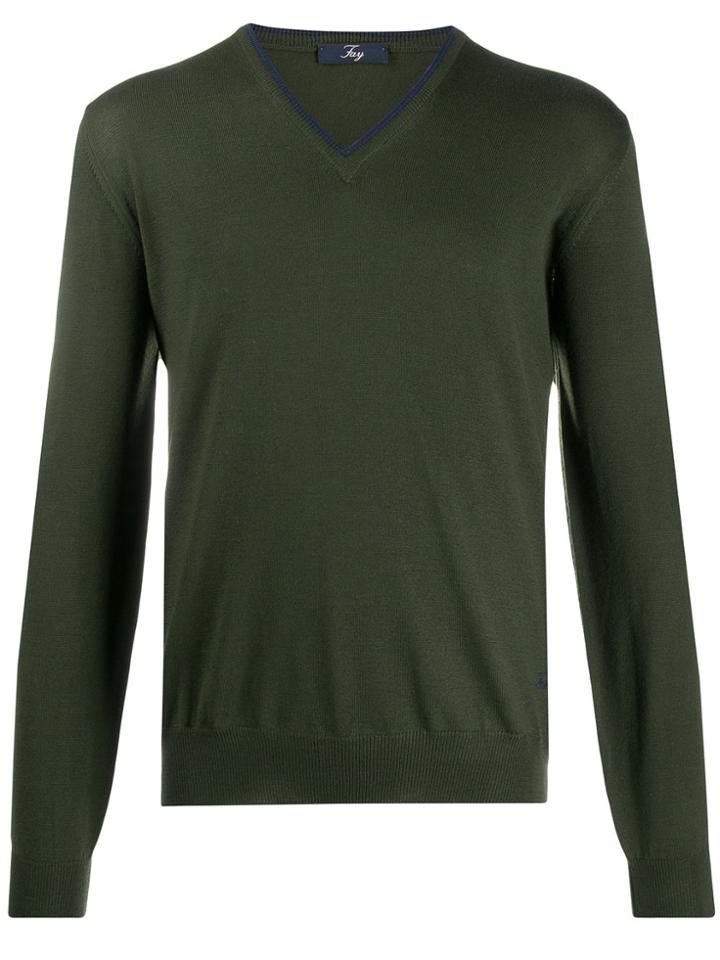 Fay Fine Knit Jumper - Green