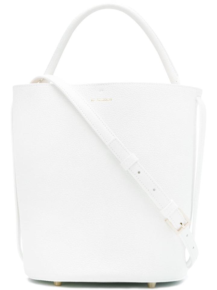 Jil Sander Leather Bucket Bag - White