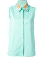 Christopher Kane Macrame Collar Shirt, Women's, Size: 10, Blue, Cotton/polyamide/spandex/elastane