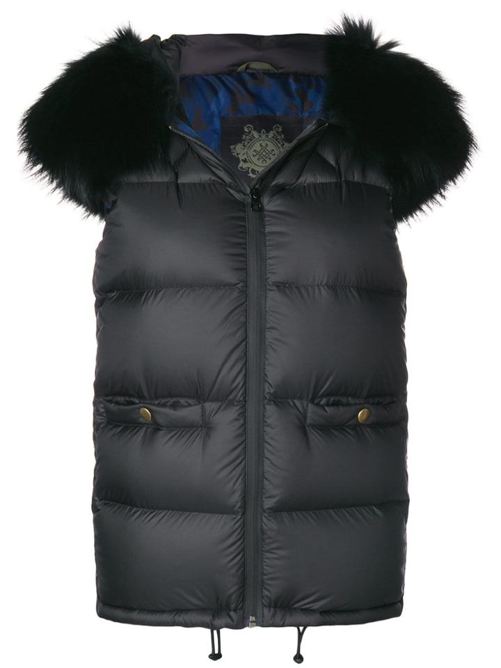 Mr & Mrs Italy Trimmed Puffer Vest - Black