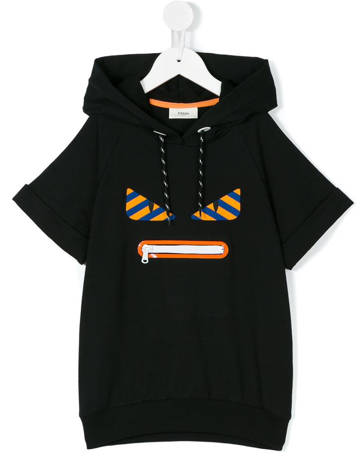 Fendi Kids Monster Hooded Sweatshirt, Boy's, Size: 6 Yrs, Black