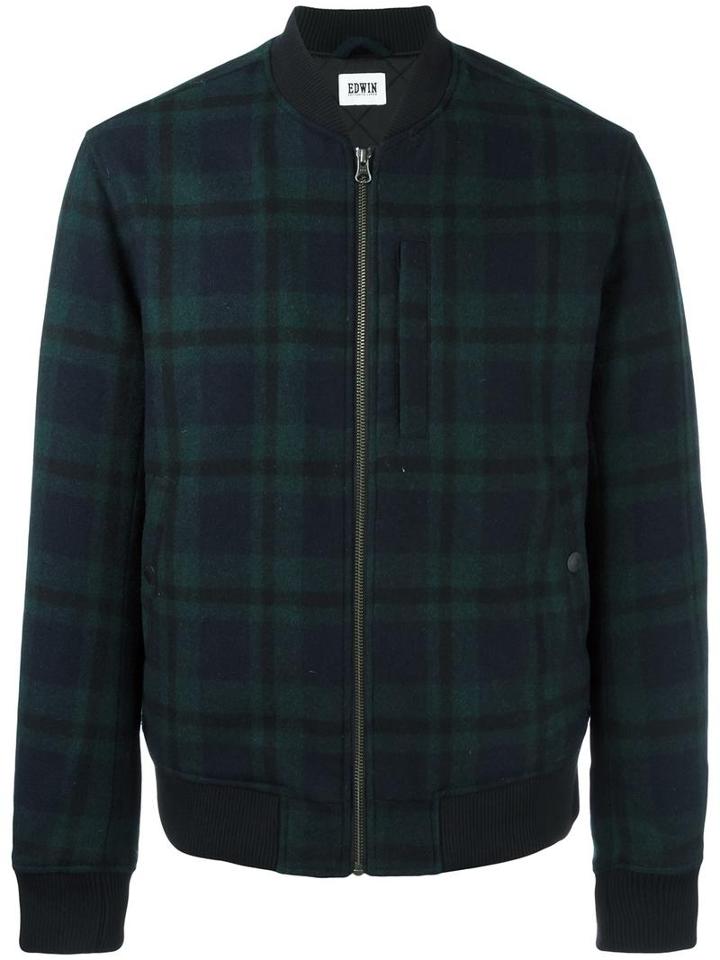 Edwin Plaid Bomber Jacket, Men's, Size: Xl, Blue, Wool/polyester/nylon