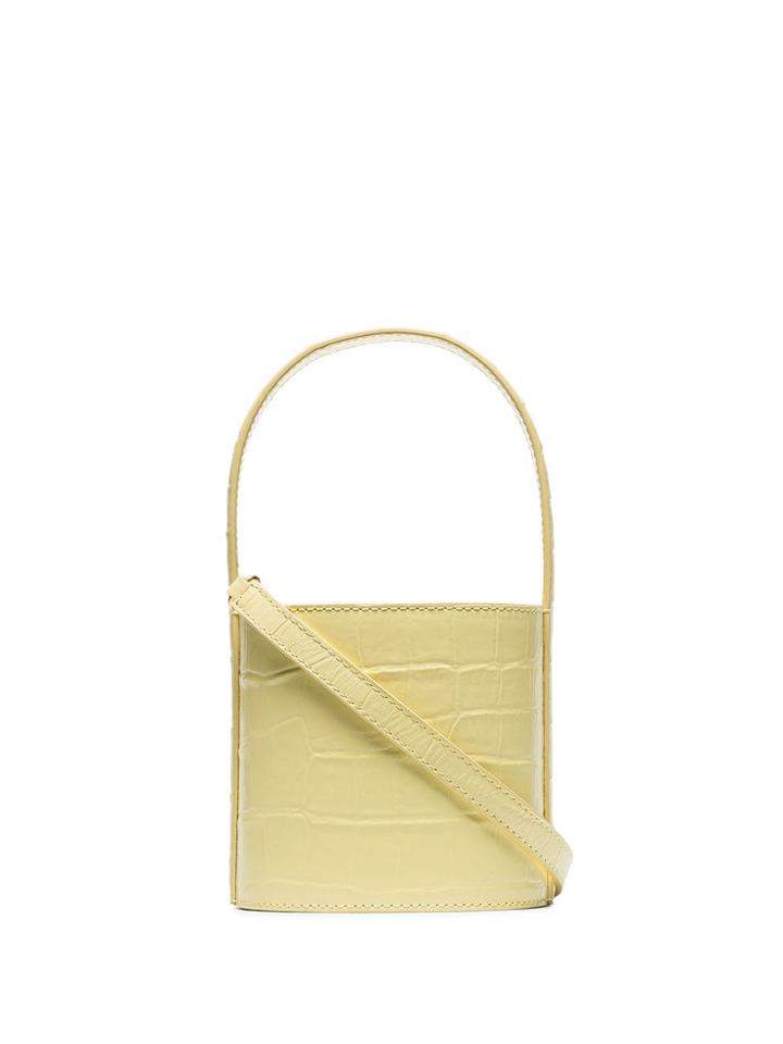 Staud Bisset Mini Crocodile Embossed Bucket Bag - Yellow
