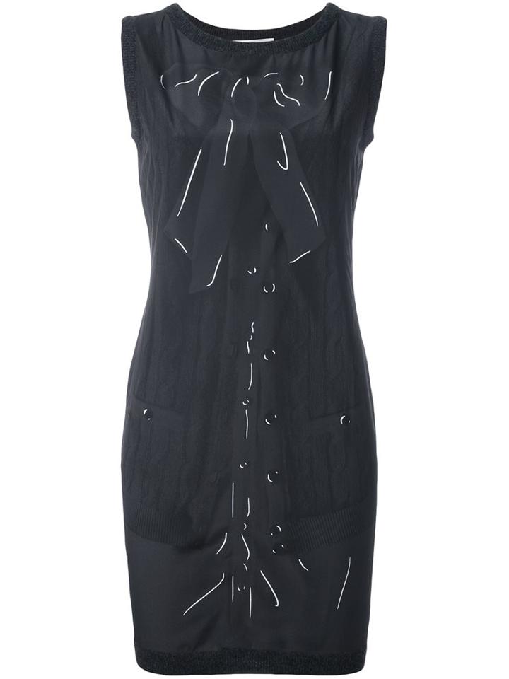 Moschino Trompe L'oeil Print Knit Dress, Women's, Size: 44, Grey, Silk/cashmere/virgin Wool