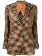 Maurizio Miri Floral Embellished Checked Blazer - Black