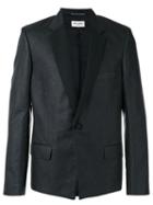 Saint Laurent Metallic Notched Lapel Blazer, Men's, Size: 48, Black, Silk/metal/polyamide/silk