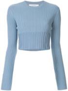 Le Ciel Bleu Ribbed Cropped Sweater - Blue