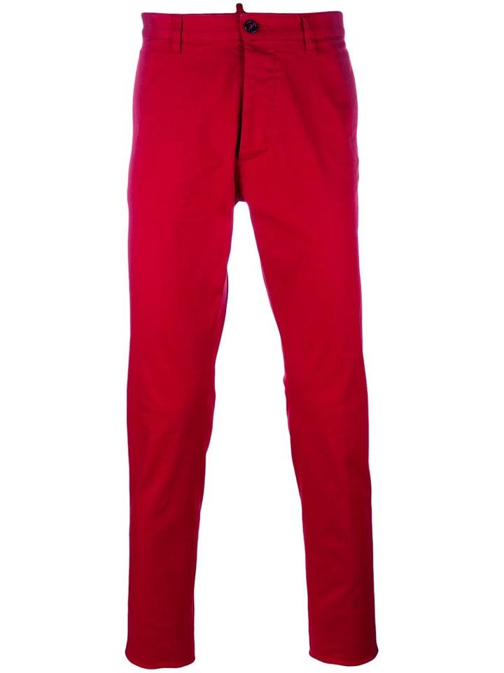 Dsquared2 Slim Fit Chinos, Men's, Size: 44, Red, Cotton/spandex/elastane