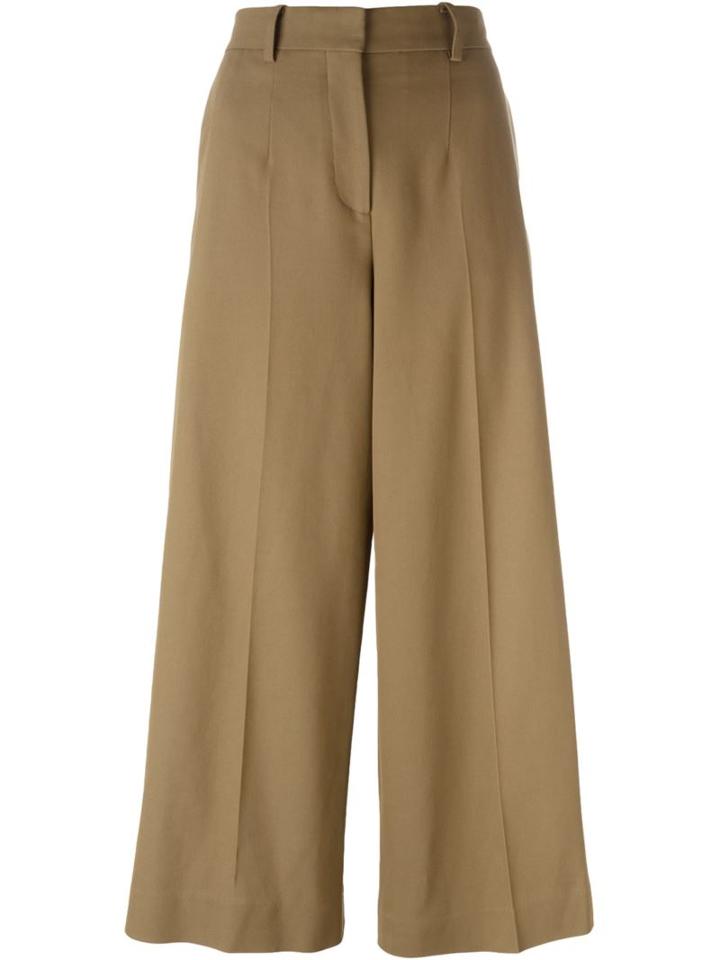 Barbara Casasola Wide Leg Cropped Trousers, Women's, Size: 40, Brown, Silk/cotton