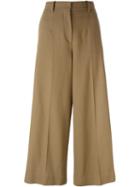 Barbara Casasola Wide Leg Cropped Trousers, Women's, Size: 40, Brown, Silk/cotton