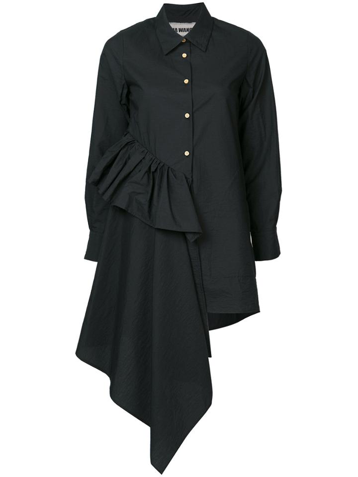 Uma Wang Asymmetric Ruffle Trim Shirt - Black