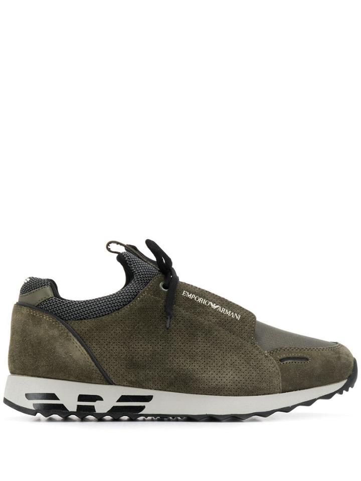 Emporio Armani Perforated Logo Sneakers - Green