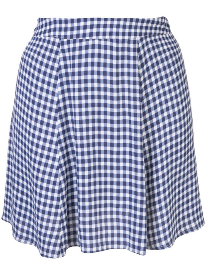 Reformation Check Print Flounce Skirt - Blue