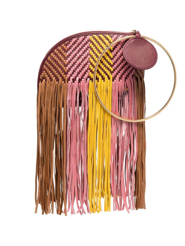 Roksanda Pink, Yellow And Brown Eartha Woven Bracelet Leather Bag -